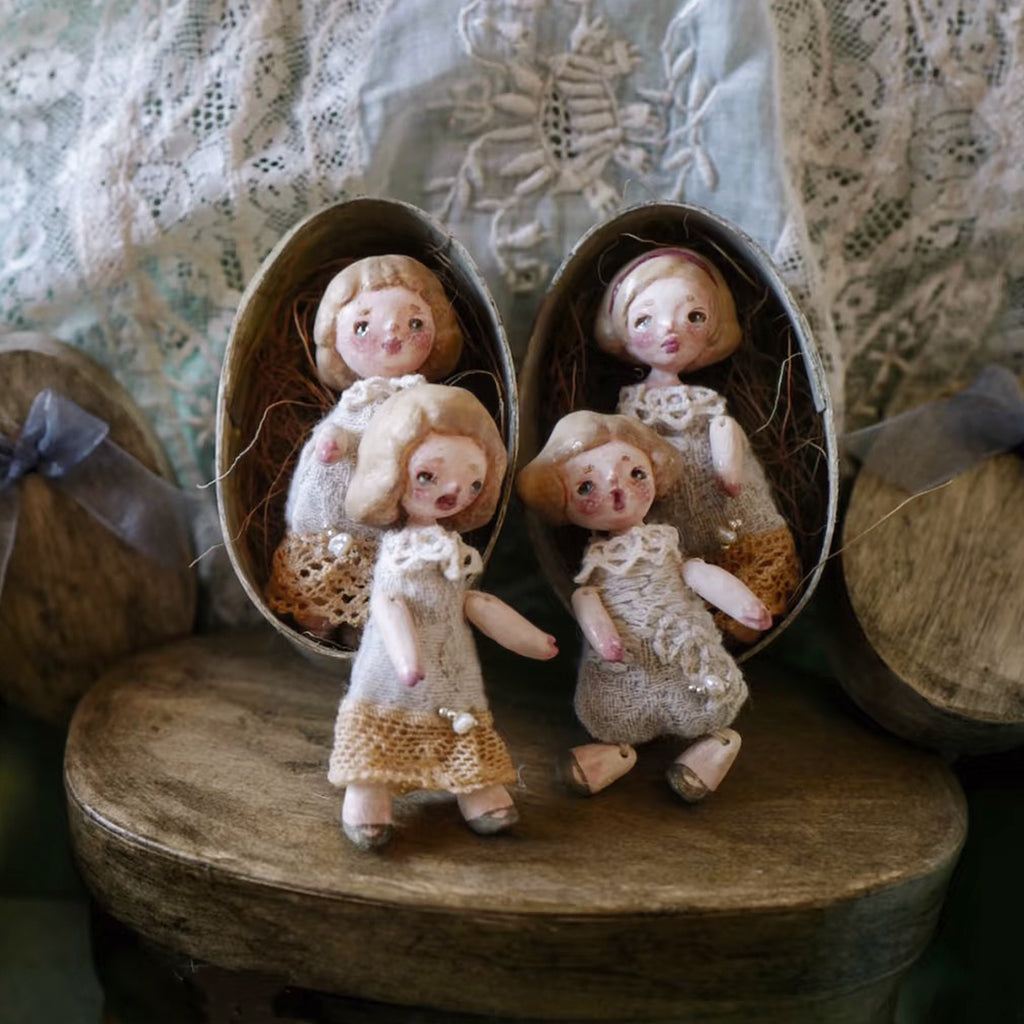 A009 Handmade Miniature Doll Figurine or Brooch, 6cm Resin Clay Art Doll, Six Styles, Vintage Romantic Lambwick Manor Collectible Gift