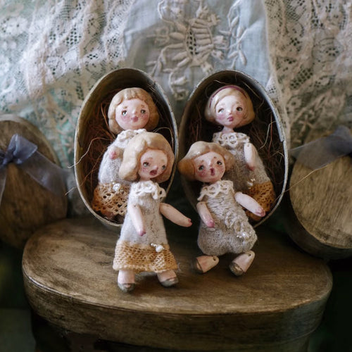A009 Handmade Miniature Doll Figurine or Brooch, 6cm Resin Clay Art Doll, Six Styles, Vintage Romantic Lambwick Manor Collectible Gift