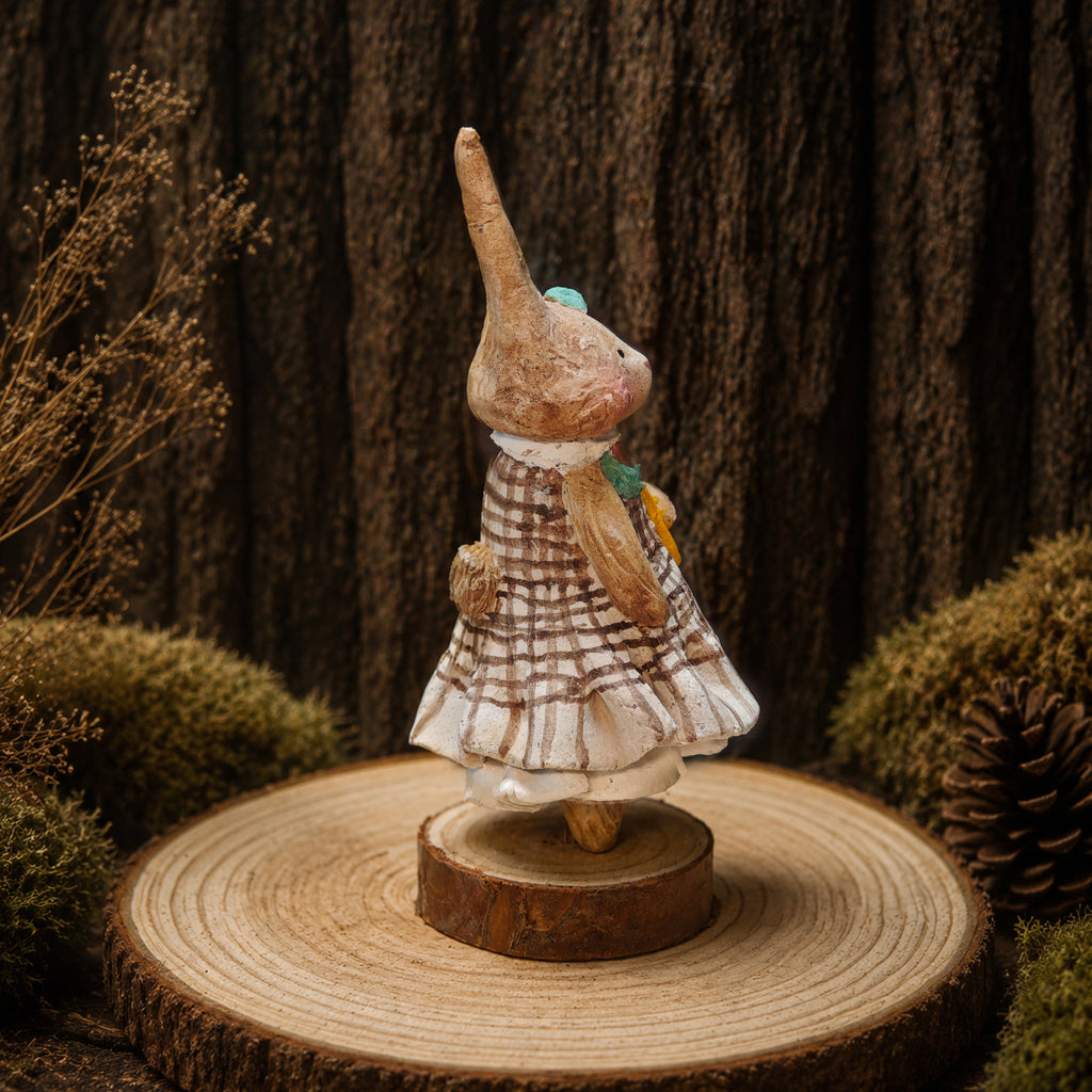 Winterwood Atelier Willowwick Family Rabbit Doll, Hand Sculpted Stone Clay Bunny Figurine with Watercolor Card, Guest Artist Tuacii