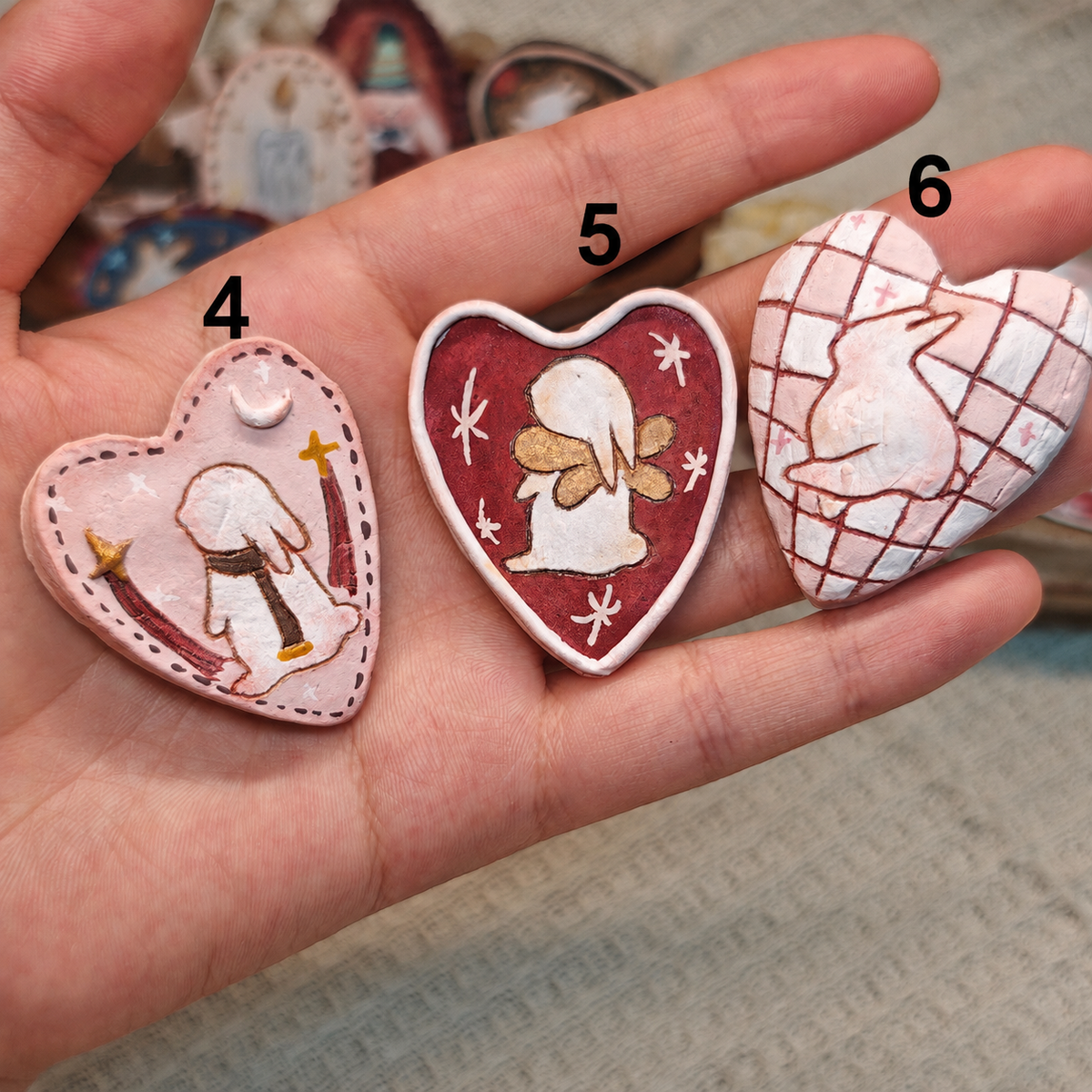 Winterwood Atelier Handmade Clay Brooch, 10 Styles, Rabbit Candle Witch and Storybook Motifs, Guest Artist Tuacii Collectible Pin