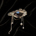 Lilith Veil: Black & White Smoky — Crystal-Draped Oyster Eye