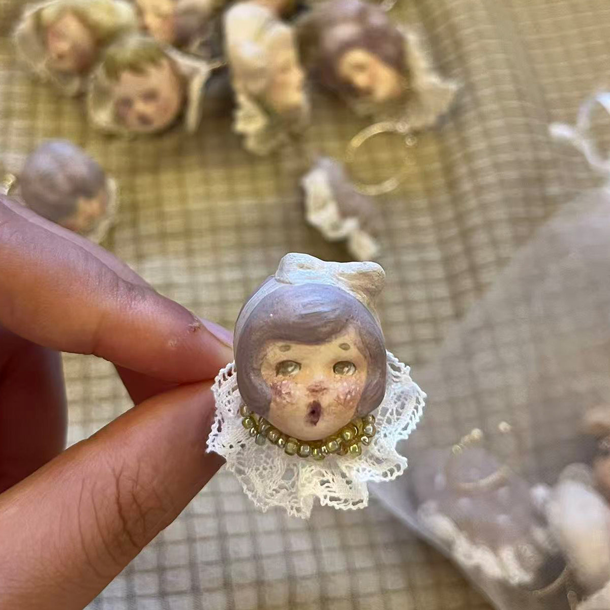 A001 — Handmade Doll Character Ring | Choose Your Lambwick Resident