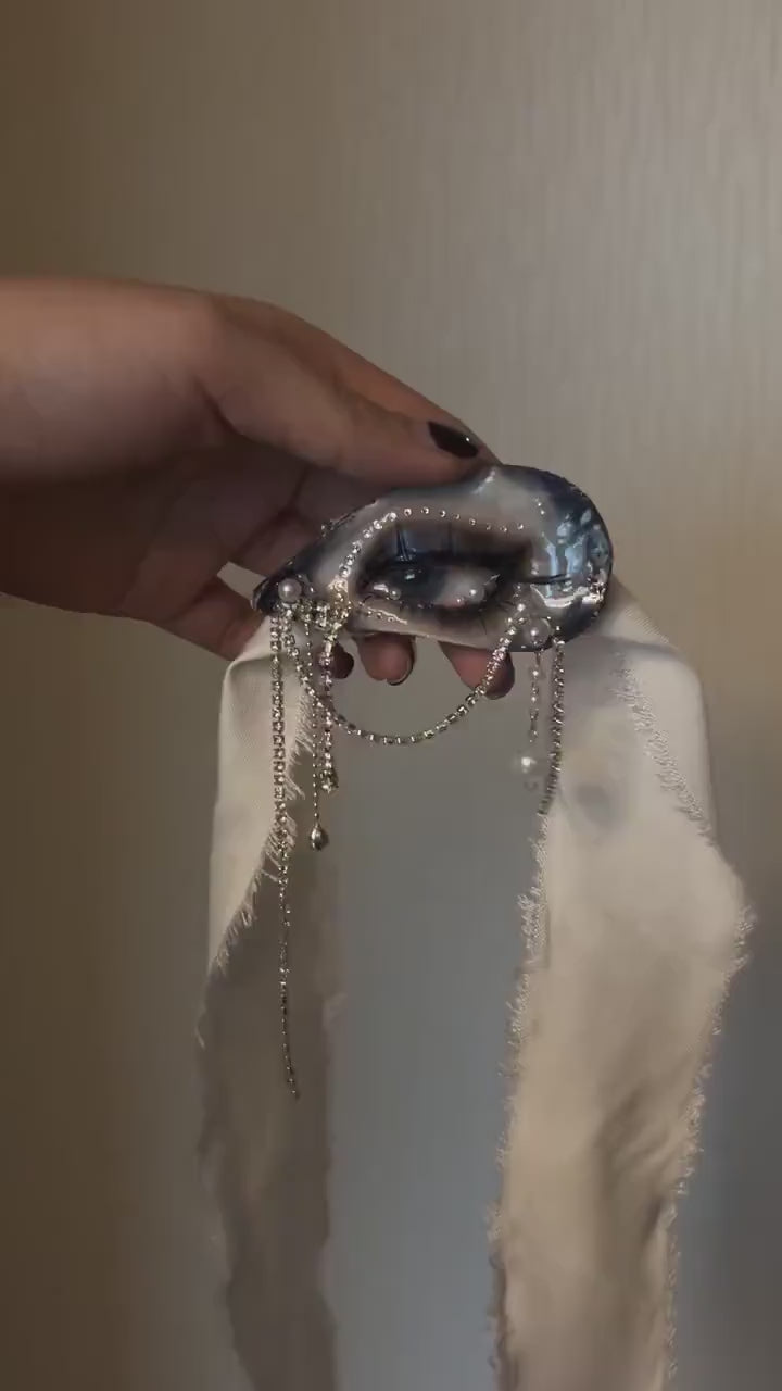 Blue Smoky Shell Eye — Choker, Brooch or Charm — product video