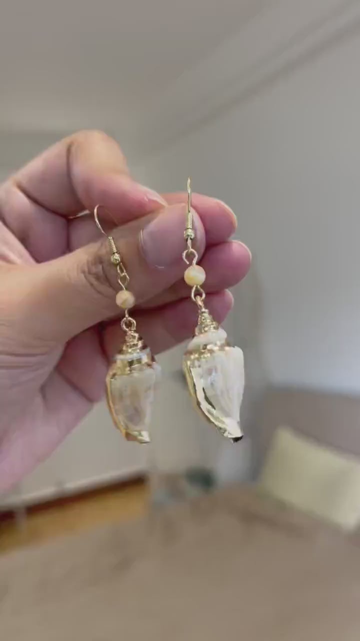 Natural Seashell Drop Earrings — product video