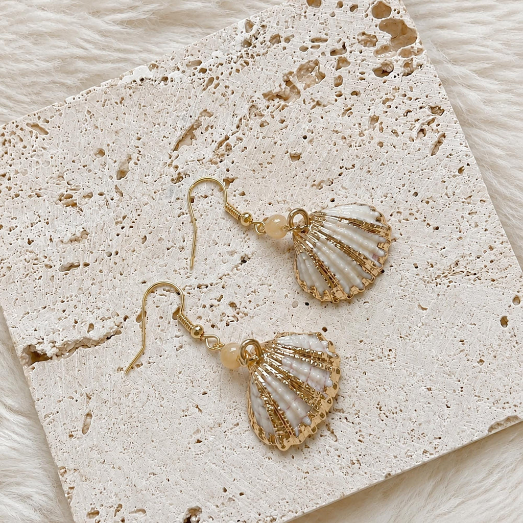 Natural Seashell Drop Earrings — view 2