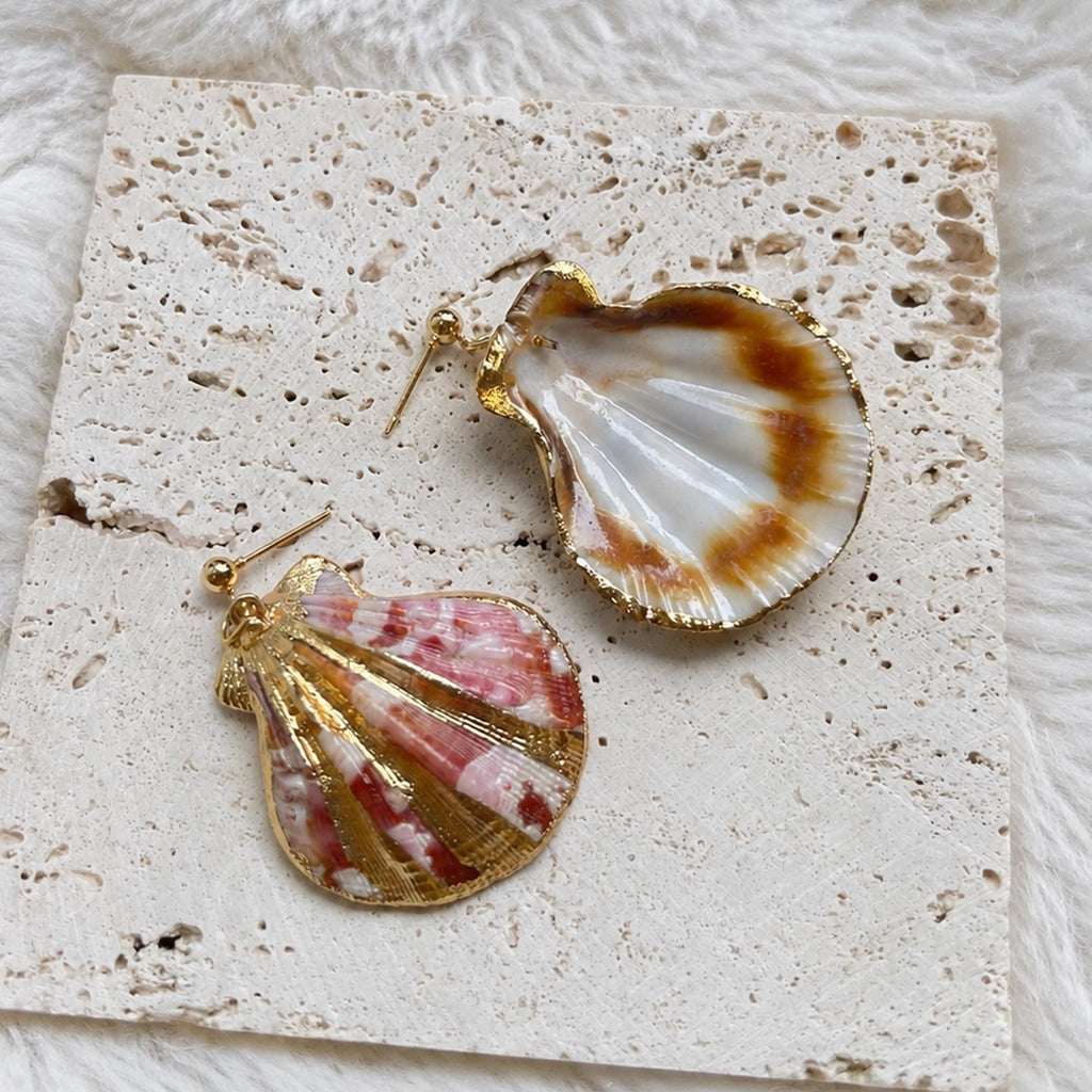 Large Natural Shell Statement Earrings — view 5