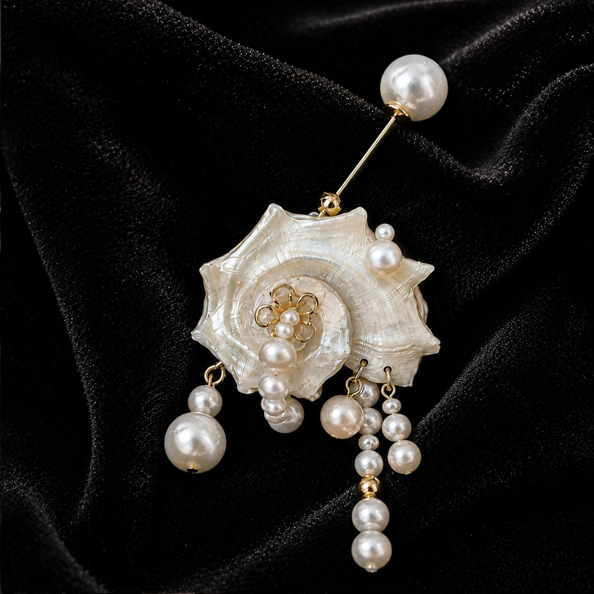 Pair of Natural Conch Shell Pearl Earrings — view 9