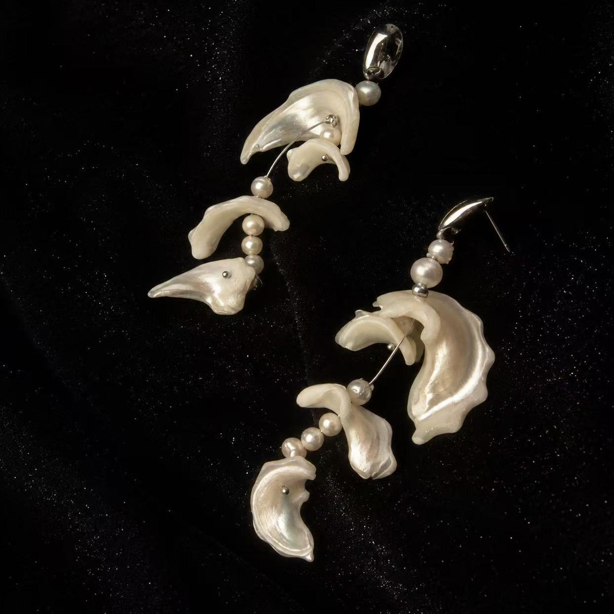Natural Conch Shell Baroque Pearl Earrings — view 9