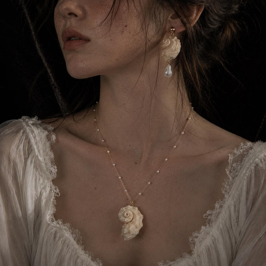 Natural Iridescent Conch Shell Earrings — view 6