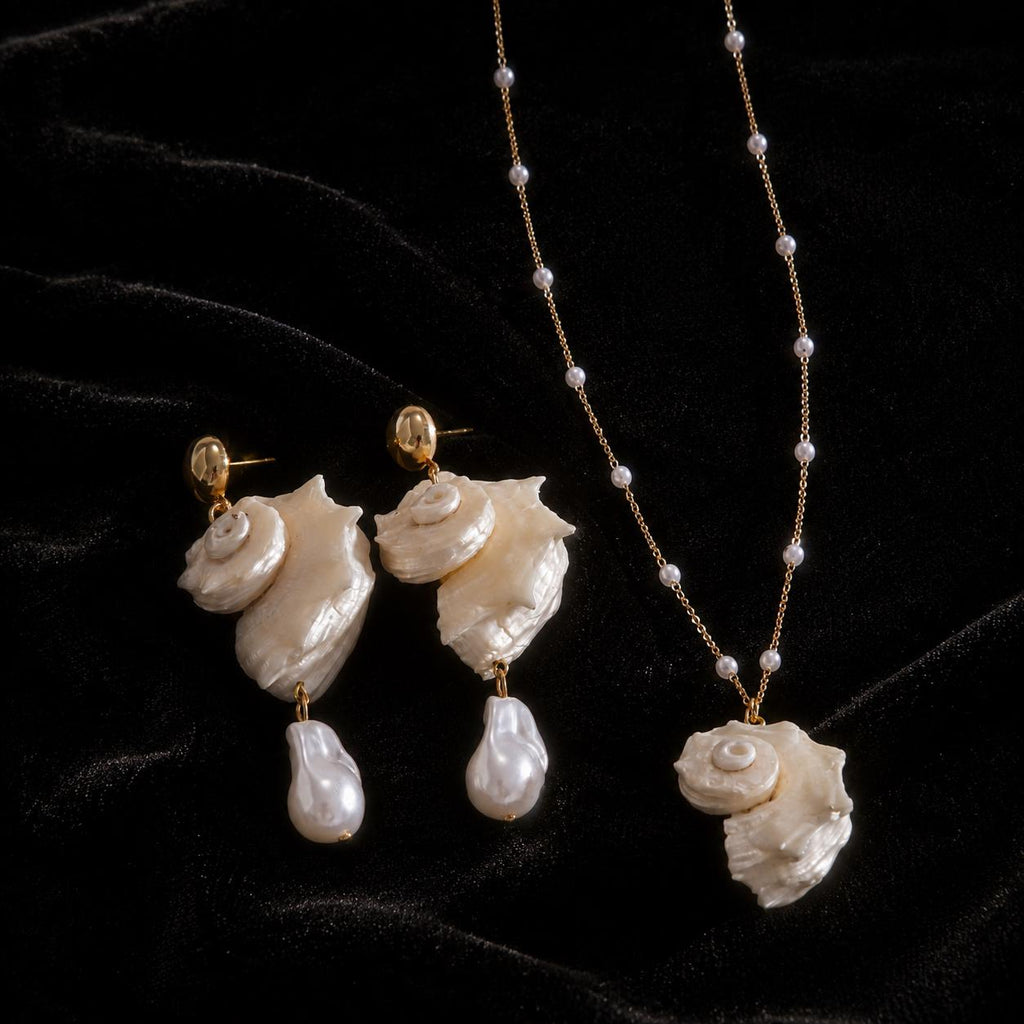 Natural Iridescent Conch Shell Earrings — view 8