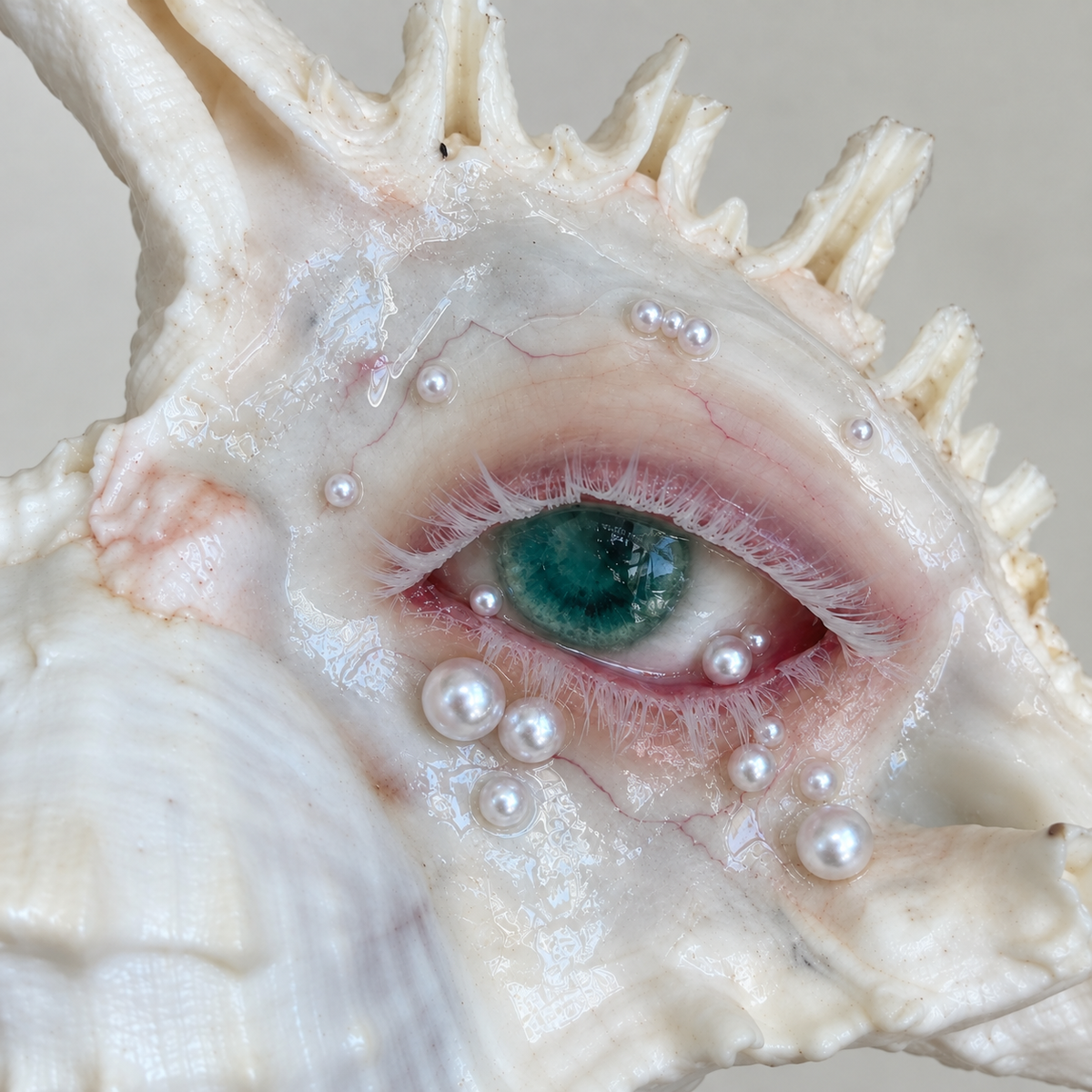 Verdant Gaze SF007-2 — green iris, pink eyelids and pearl tear details