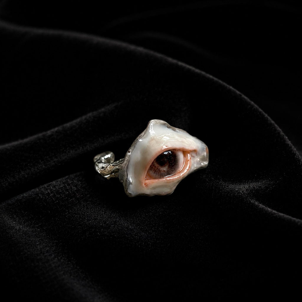 Ready to Ship Brown Pupil Oyster Eye Ring — view 6