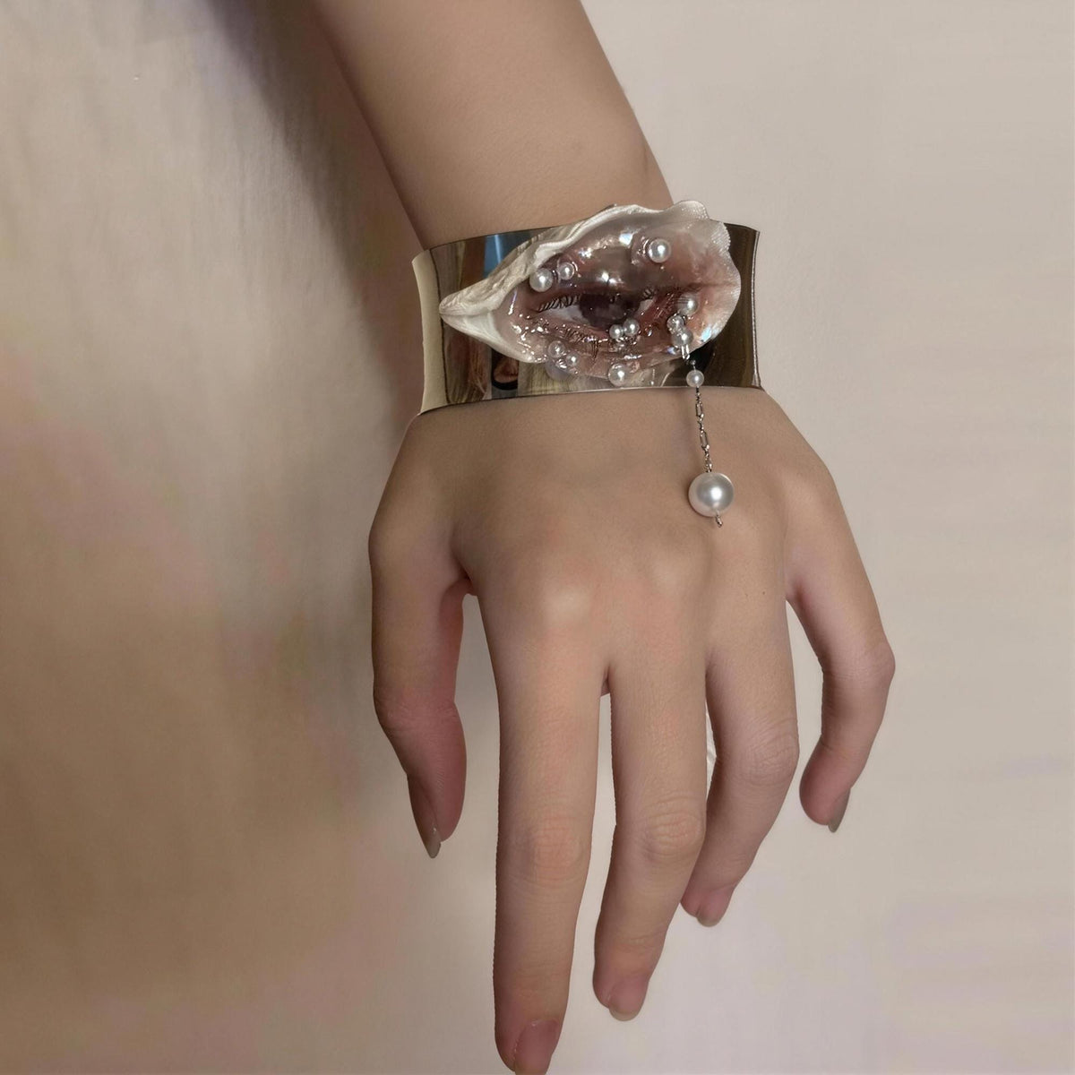 Gilded Oyster Eye Cuff — artwork and styling view 2